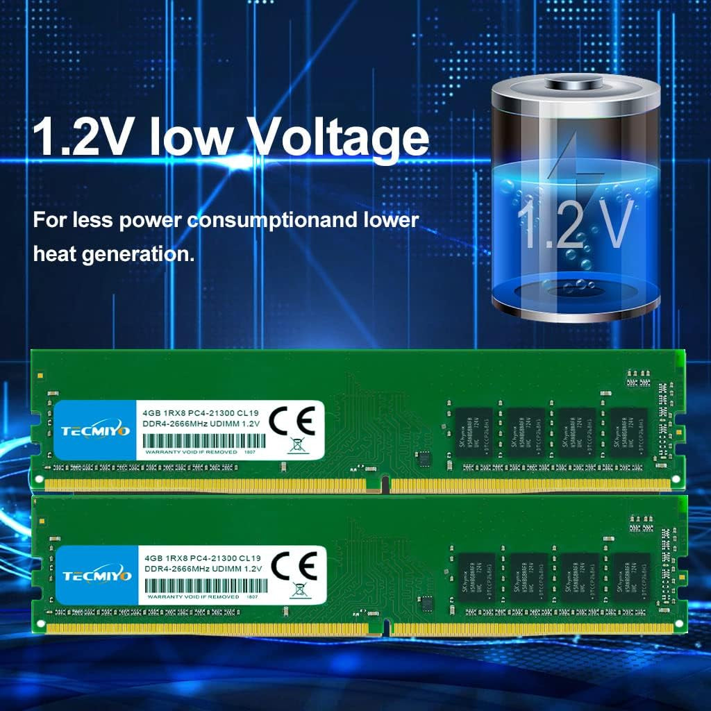 High-Performance 8GB DDR4 2666MHz Dual Channel RAM Kit - Unbuffered 288-Pin Desktop Memory PC4-21300U