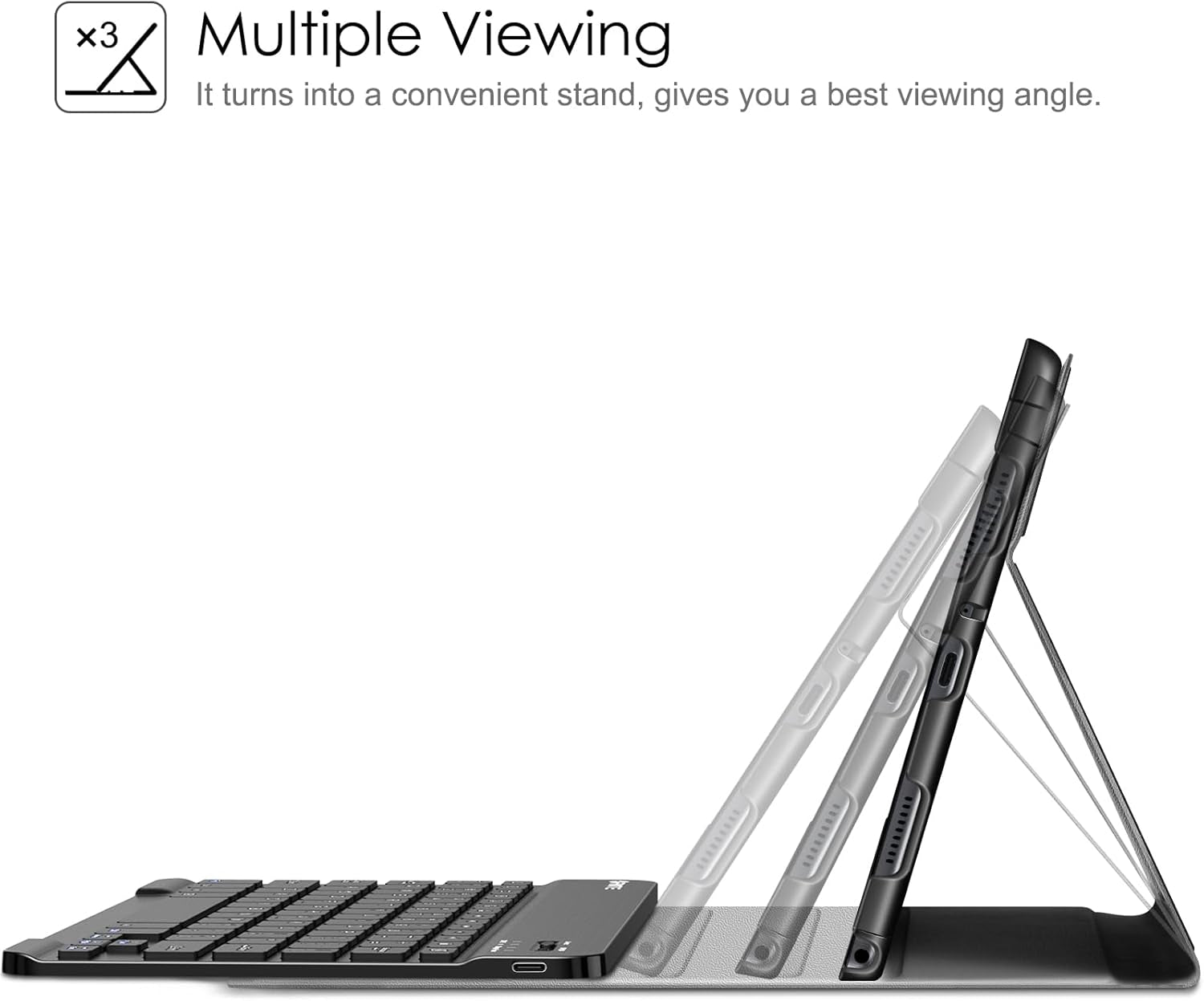 Slim Lightweight Keyboard Case for Samsung Galaxy Tab A7 10.4" 2022/2020 - Detachable Wireless Bluetooth Keyboard, Magnetic Stand Cover - Black