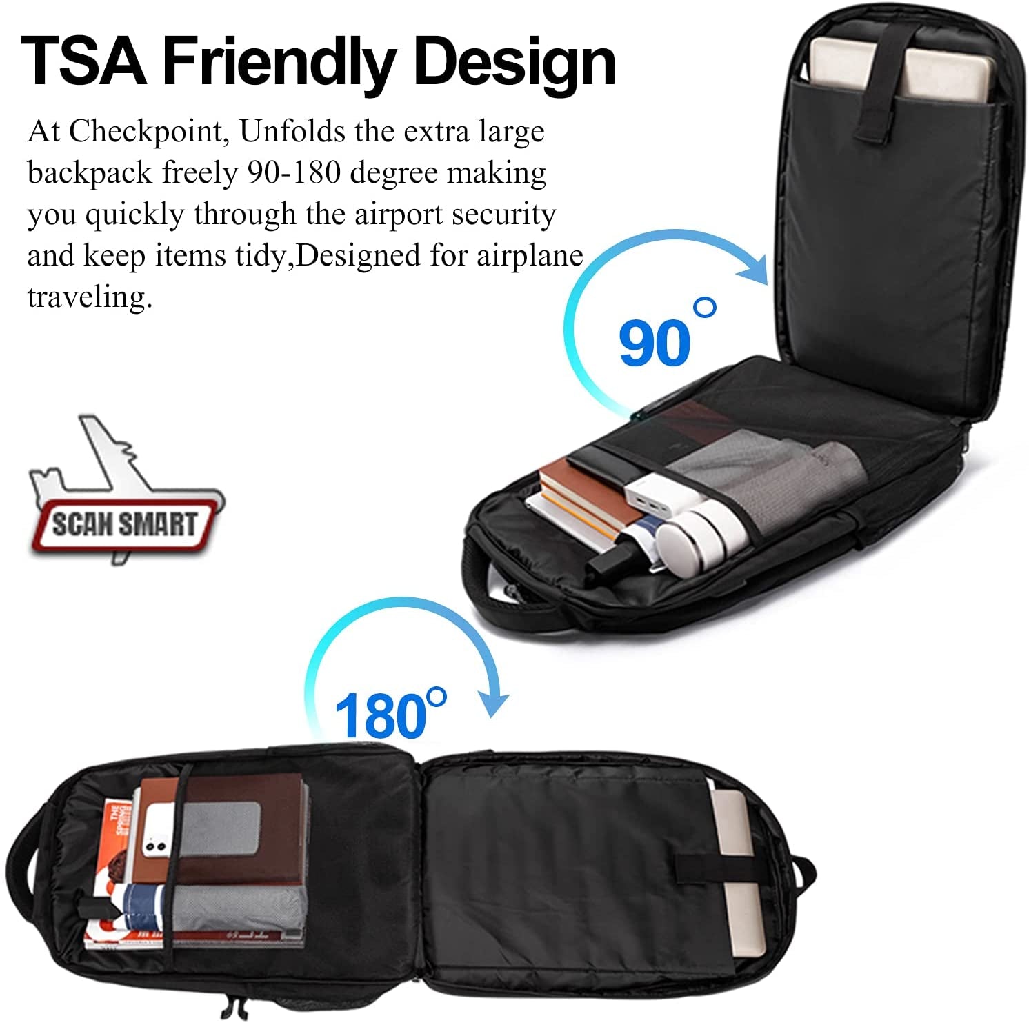 Extra Large 50L Water Resistant Men's Backpack - 17.3 Inch Laptop Travel Bag with USB Charging Port, Anti-Theft Design for Work, College, and School, Perfect Gift in Black