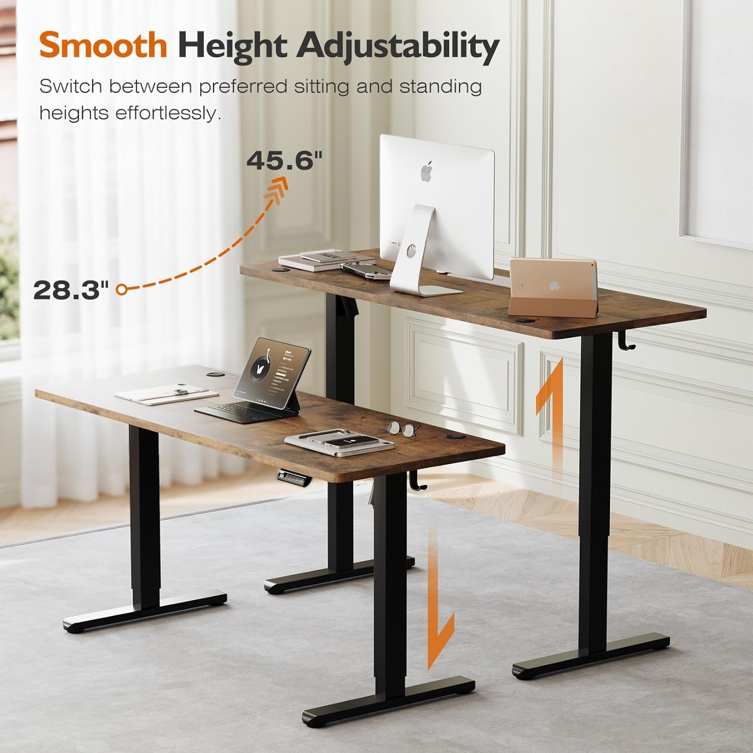 Elevate Your Workspace with a 55" Height Adjustable Electric Standing Desk – Perfect for Home Office, Gaming, and Study in Stylish Brown Finish