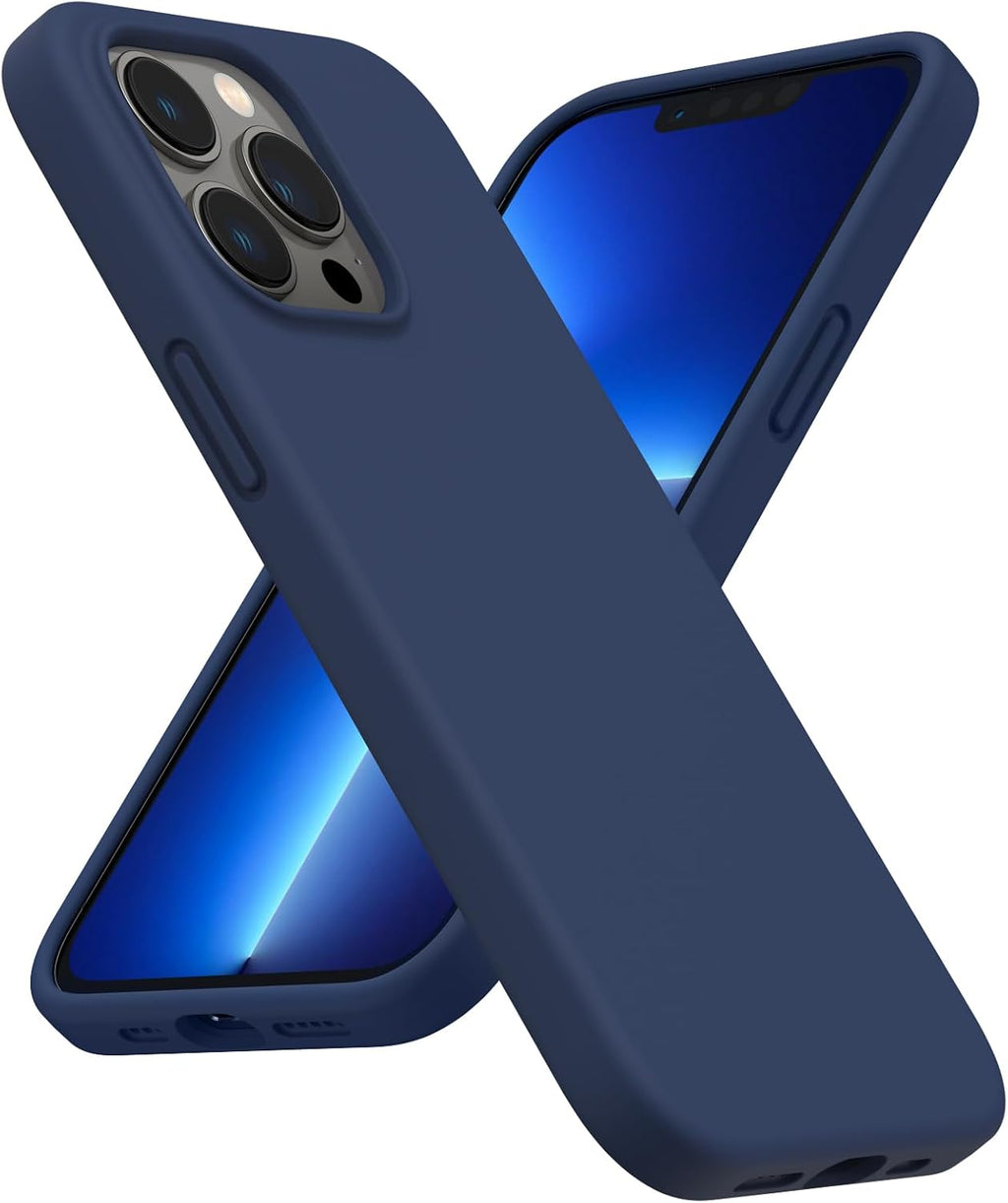 Shockproof Liquid Silicone Designed for Iphone 13 Pro Case Gel Rubber Comprehensive Protection Anti-Shock Cover Case Drop Protection 6.1Inch-Navy Blue