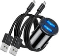 Apple Certified iPhone Car Charger - Fast Dual-Port USB Adapter for iPhone 14 Pro Max/14/13 Pro/13/12 Mini/11 Pro/Xs/X/8 Plus/7/6/5S/SE with Lightning Cable