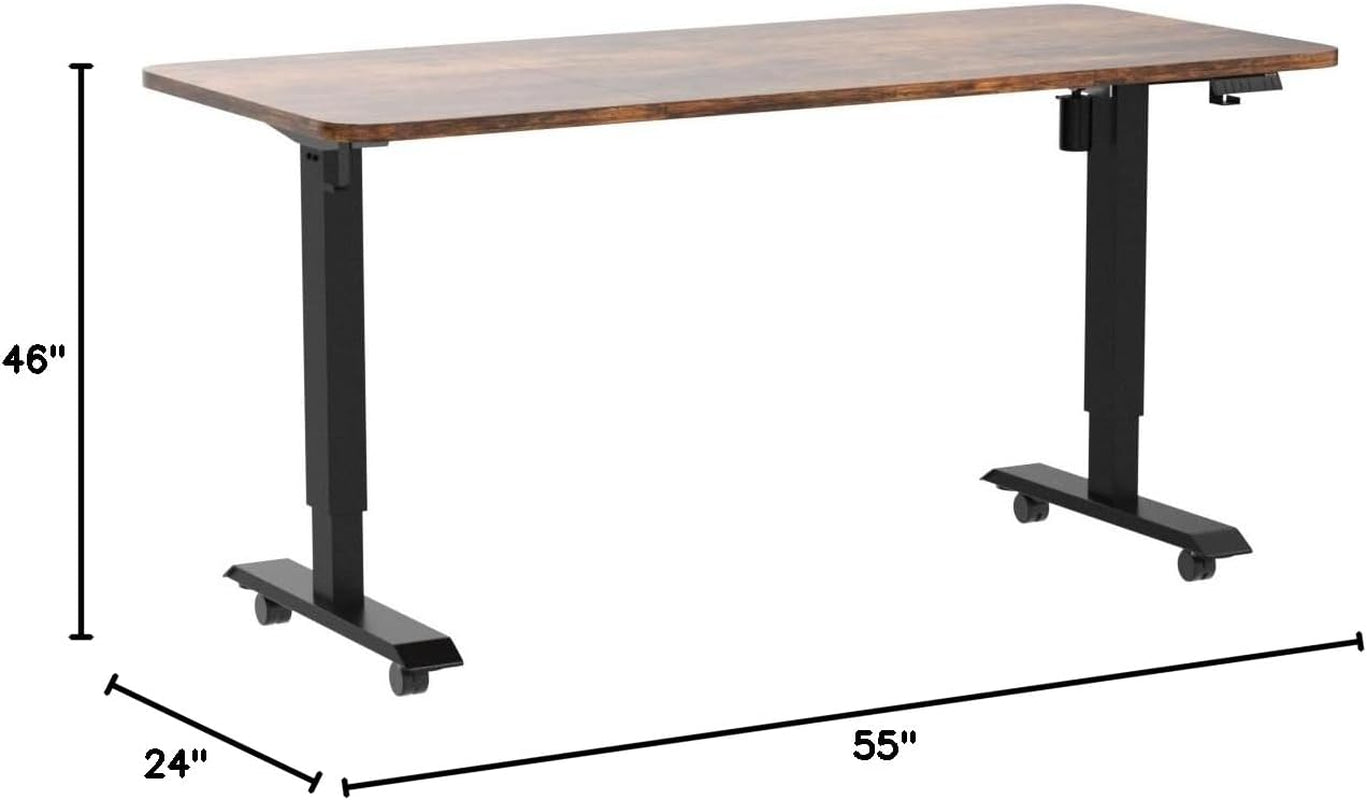 Elevate Your Workspace with a 55" Height Adjustable Electric Standing Desk – Perfect for Home Office, Gaming, and Study in Stylish Brown Finish