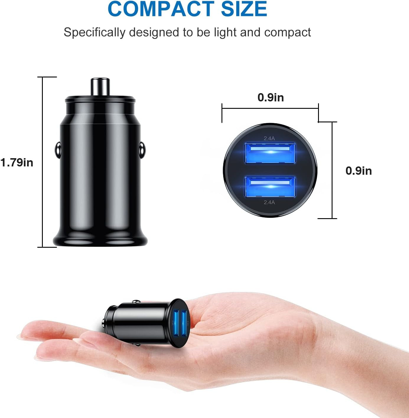 Apple Certified iPhone Car Charger - Fast Dual-Port USB Adapter for iPhone 14 Pro Max/14/13 Pro/13/12 Mini/11 Pro/Xs/X/8 Plus/7/6/5S/SE with Lightning Cable